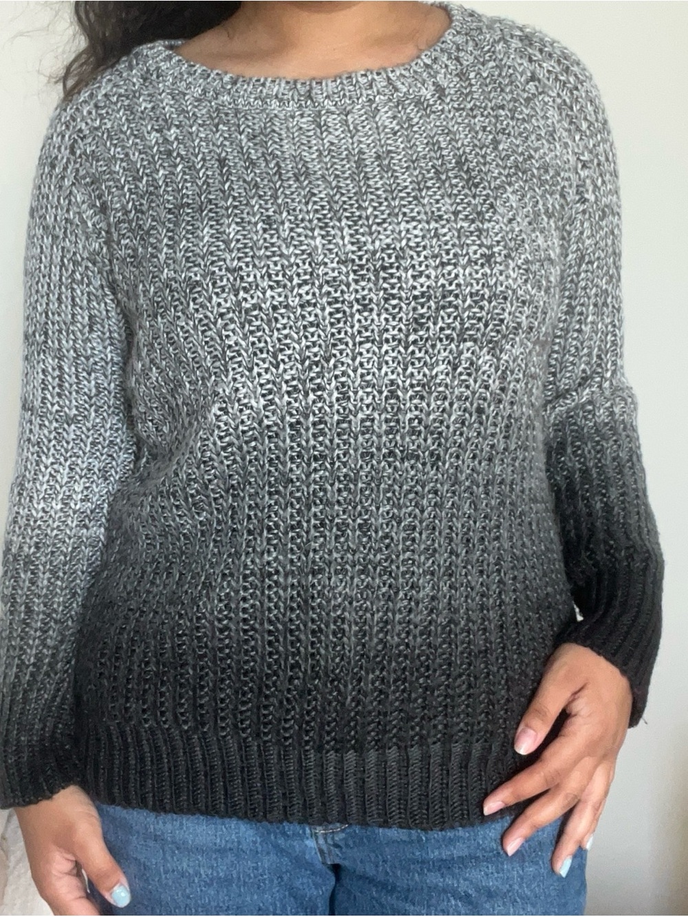 Women's Ombre Crewneck Sweater - Gray